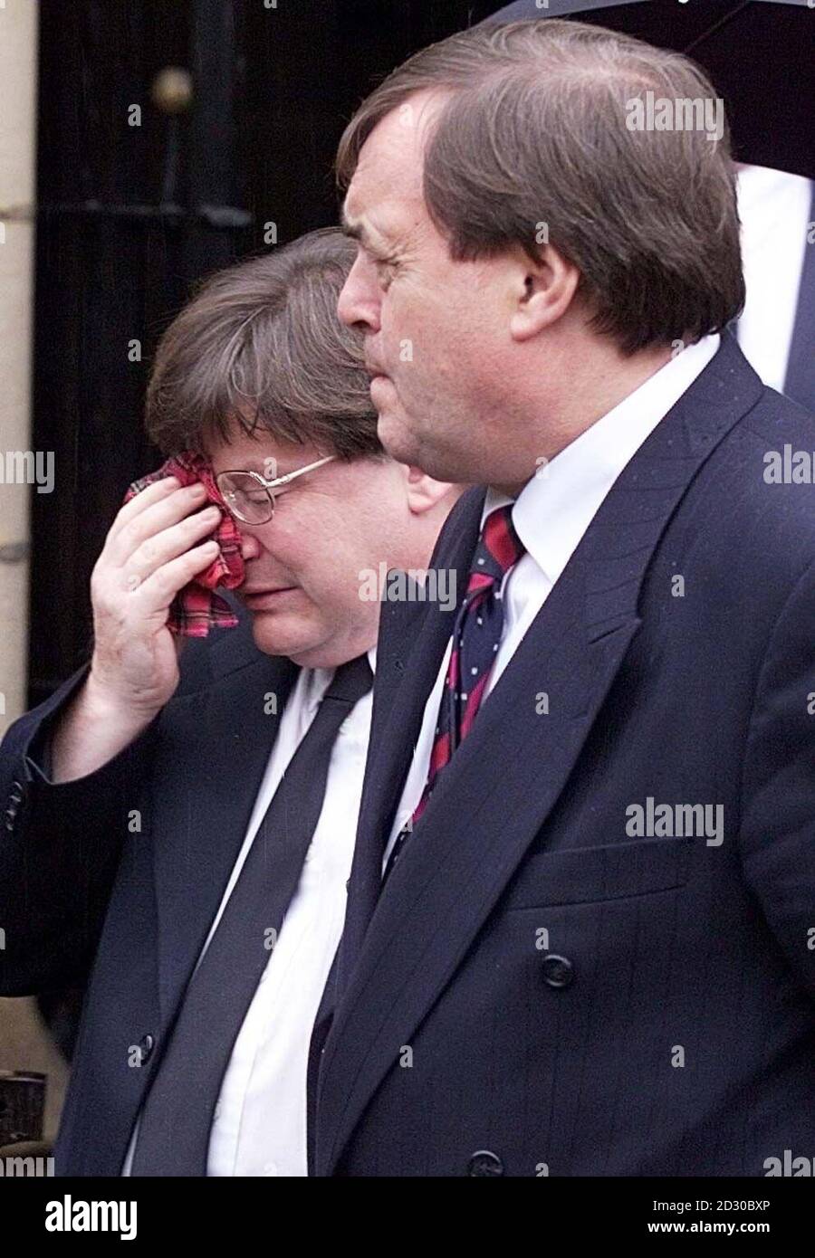 Britain S Deputy Prime Minister John Prescott And A Visibly Shaken Ian Mccartney Mp For Makerfield Leaving Wigan Parish Church Greater Manchester After The Funeral Of Labour Mp Roger Stott Who Died On