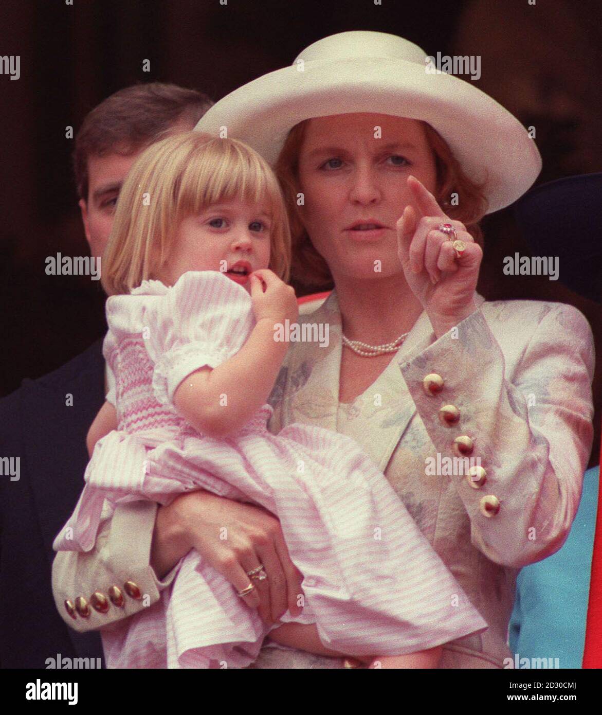 The Duchess of York points something out to her daughter Princess