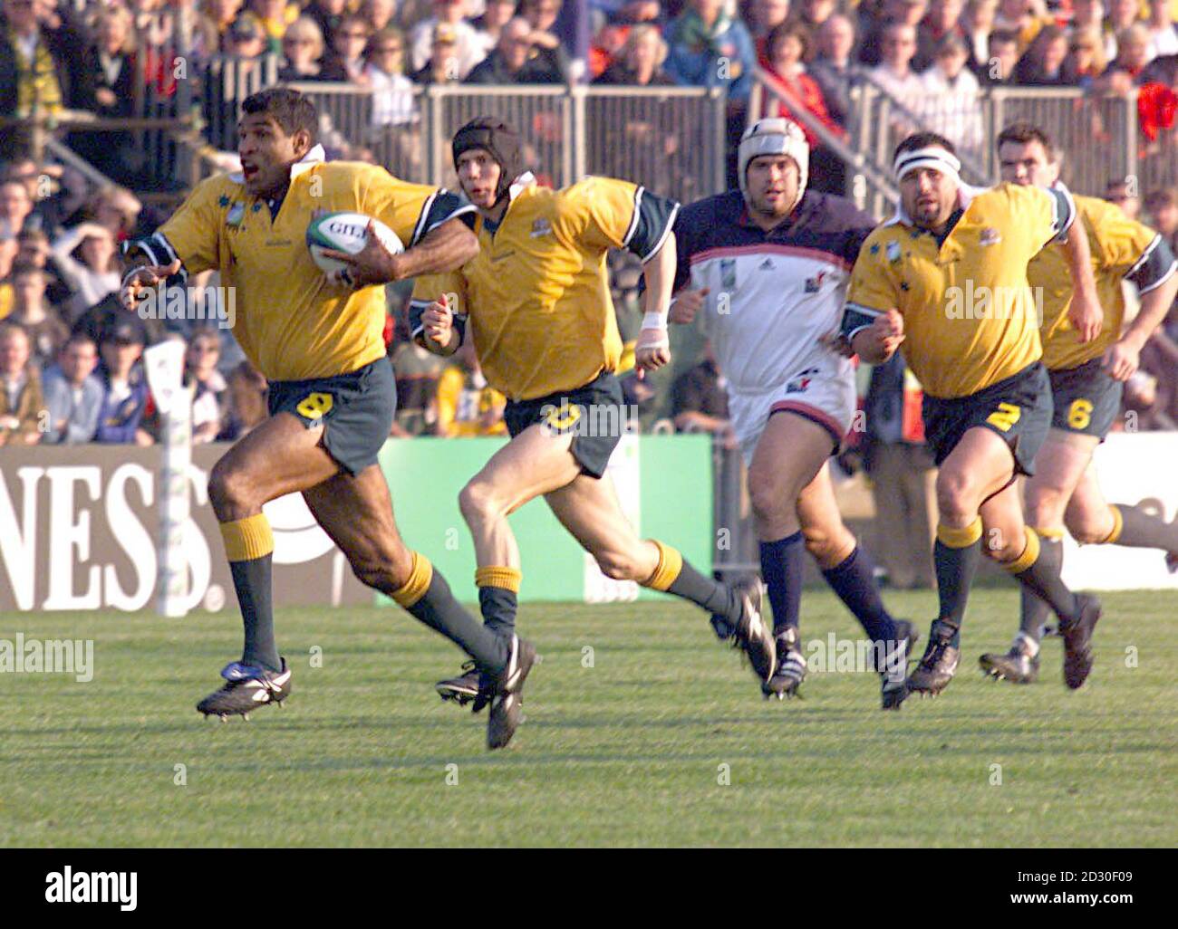 Australia's Jim Williams breaks through the USA defence during a Rugby World Cup match at Thomond Park, Limerick, Ireland. Stock Photo