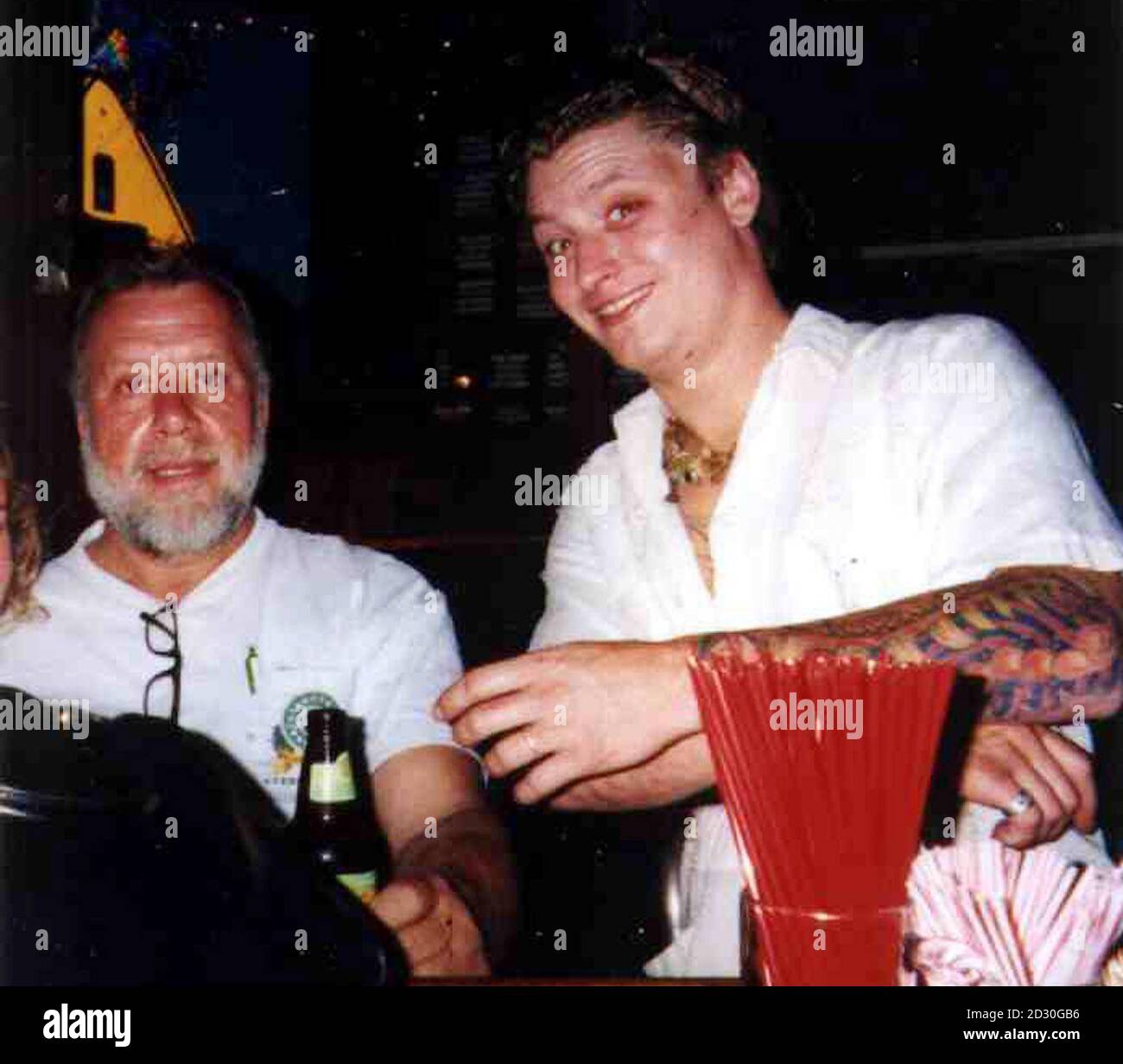 Mudered tycoon Horst 'Hans' Grahlmann (left), with one of his employees Jason Blore, 26, who was mudered with Grahlmann last year. A last-ditch search was launched for the missing heirs to the murdered US gay bar tycoons  12.5 million fortune.   *  The trustees of German born Horst 'Hans' Grahlmann, who was shot dead in his California home by an AK47-wielding gunman, are trying to track down an English woman believed to be the mother of his two children. Stock Photo