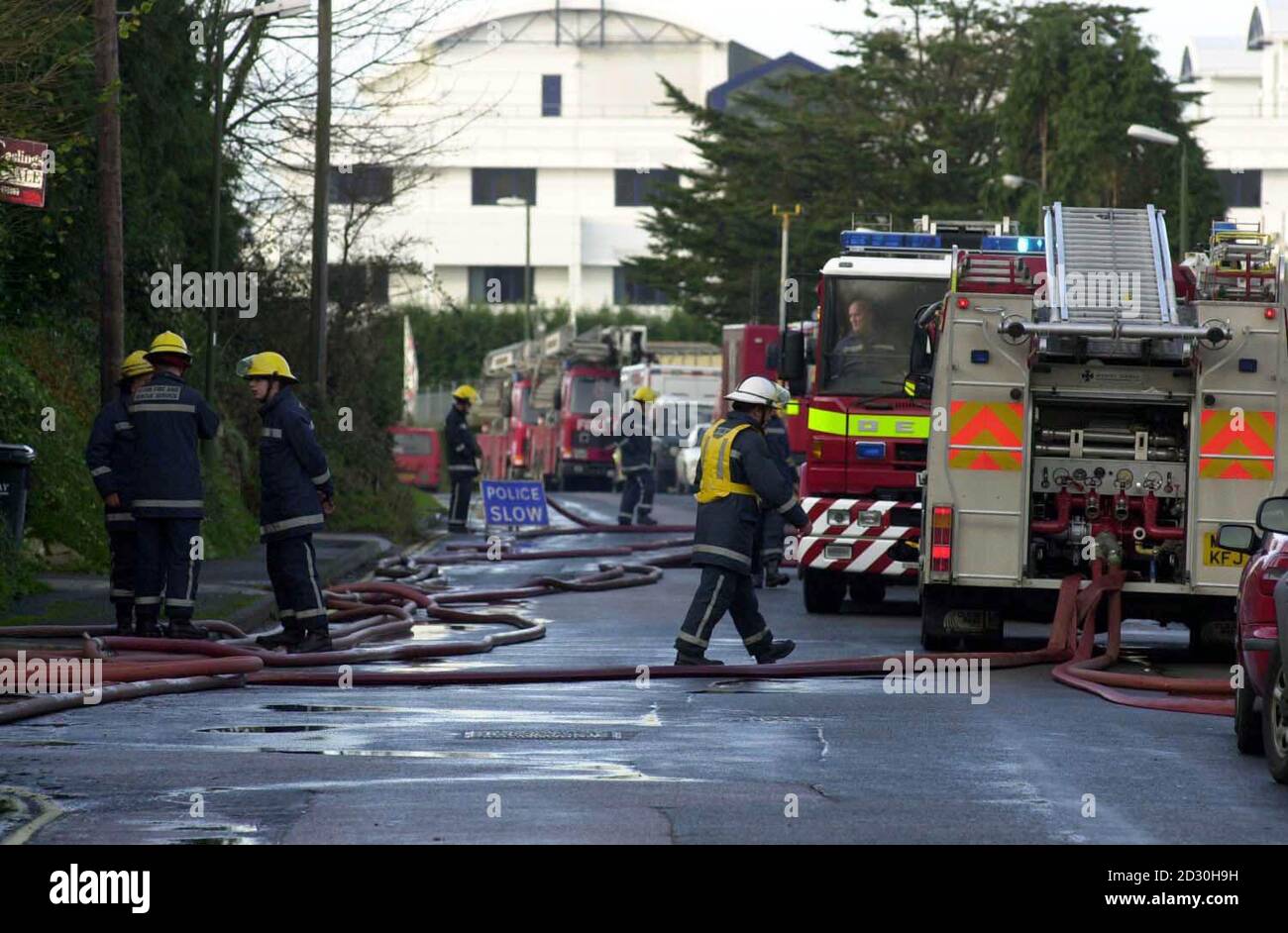 Fire crew at the scene of the factory fire as more than 400 people were