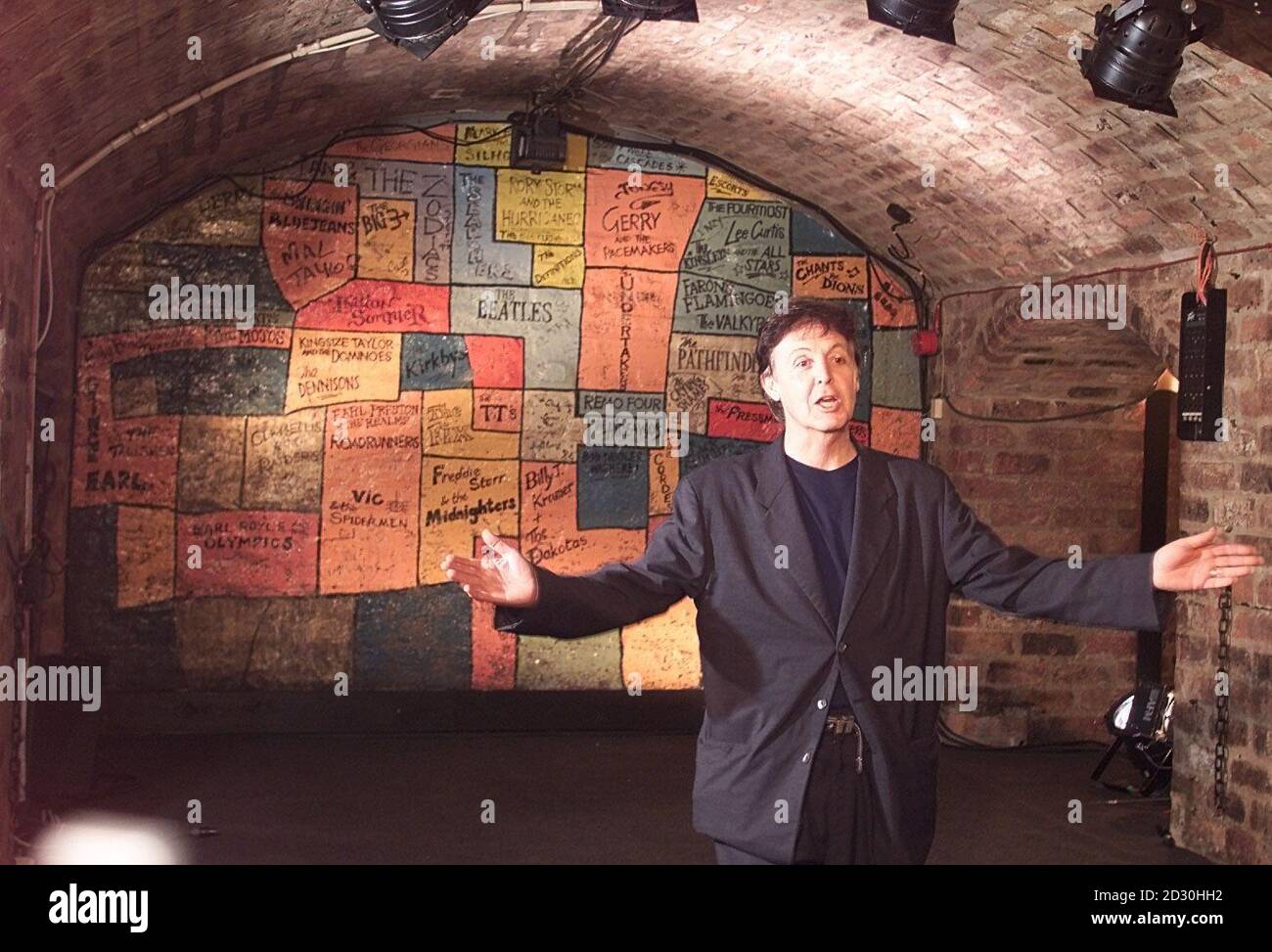 Former Beatle Sir Paul McCartney back in The Cavern Club in Liverpool,  for the first time in 36 years. Last time Mr McCartney played at the club was in 1963 when he and The Beatles set out on the path to becoming legends.   04/06/03 : Sir Paul McCartney back in The Cavern Club in Liverpool, for the first time in 36 years. The city has been named as the European Capital of Culture. Best known for the Beatles and its two football clubs, it beat off competition from Bristol, Birmingham, Cardiff, Newcastle and Oxford. Stock Photo