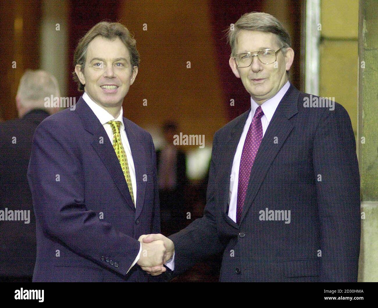 Prime ministers Tony Blair and Pierre Horsfall, the Bailiwick of Jersey,  at Lancaster house  in central London. Senior politicians from around the United Kingdom attended the first meeting of the British-Irish Council, set up under the Good Friday Agreement. Stock Photo