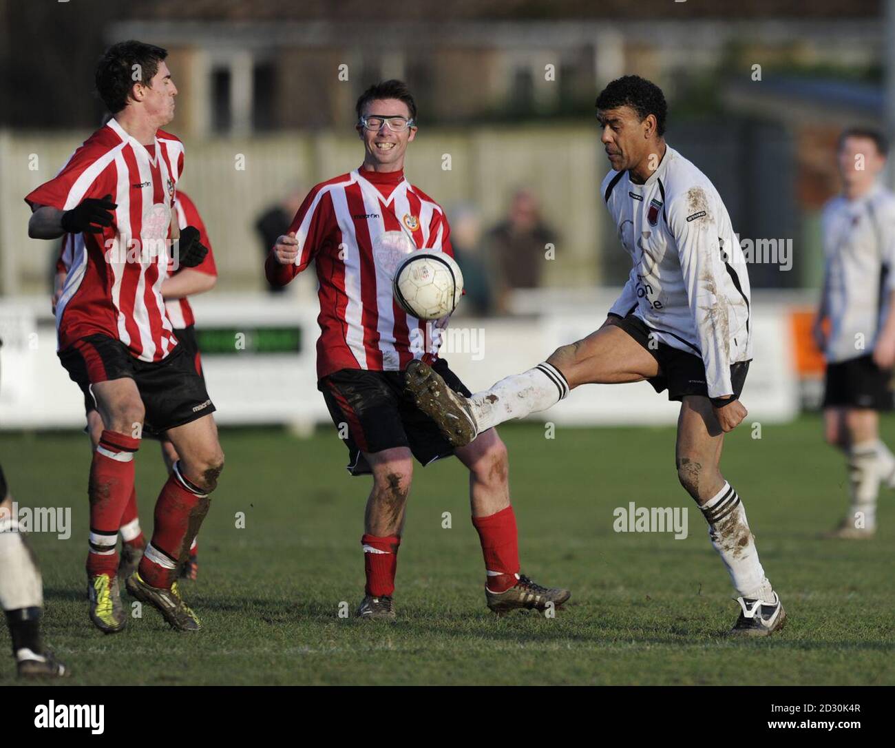 Chris Kamara during the Spa Mid Wales League match at Maes y Dre Recreation Ground, Welshpool. Stock Photo