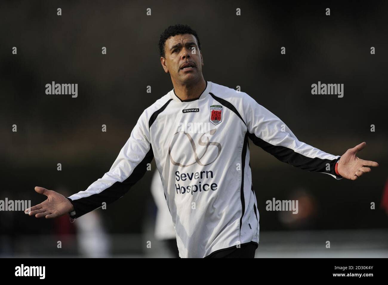 Chris Kamara during the Spa Mid Wales League match at Maes y Dre Recreation Ground, Welshpool. Stock Photo