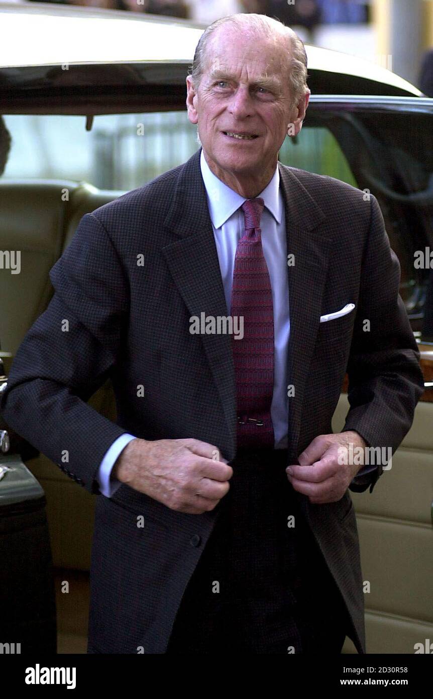 The Duke of Edinburgh arrives at the Immigration Museum in Melbourne. He is accompanying the Queen on a 16-day tour of Australia.  Her Majesty disclosed, at an official lunch in Melbourne, a secret desire to win Australia's top horse race, the Melbourne Cup.   Stock Photo