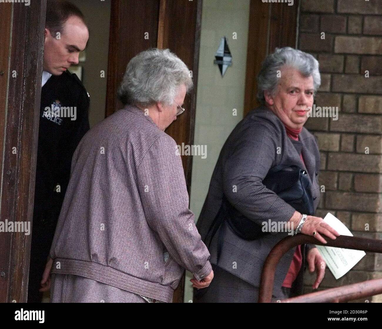Crufts judge Caroline Gatheral (right) and her sister Mary, leaving Bishop  Auckland Magistrates Court, where Ms. Gatheral admitted 83 charges of animal  cruelty, and was banned from keeping animals for two years. *