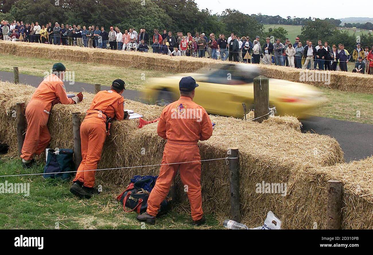 Track marshals watch the action near the finishing line at the Goodwood Festival of Speed in Sussex, where John Dawson-Damer crashed his 1969 Lotus Formula 1 car killing himself and a marshal.   *  It is believed he lost control on the grass verge and struck a temporary gantry which has been removed. Mr Dawson-Damer's brother, The Earl of Portarlington paid tribute to his brother. Stock Photo