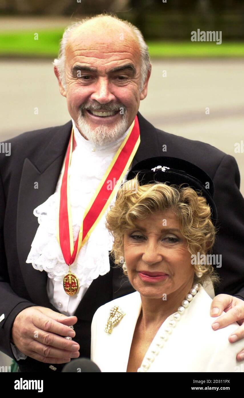Actor Sir Sean Connery, with wife Micheline, donning full Highland
