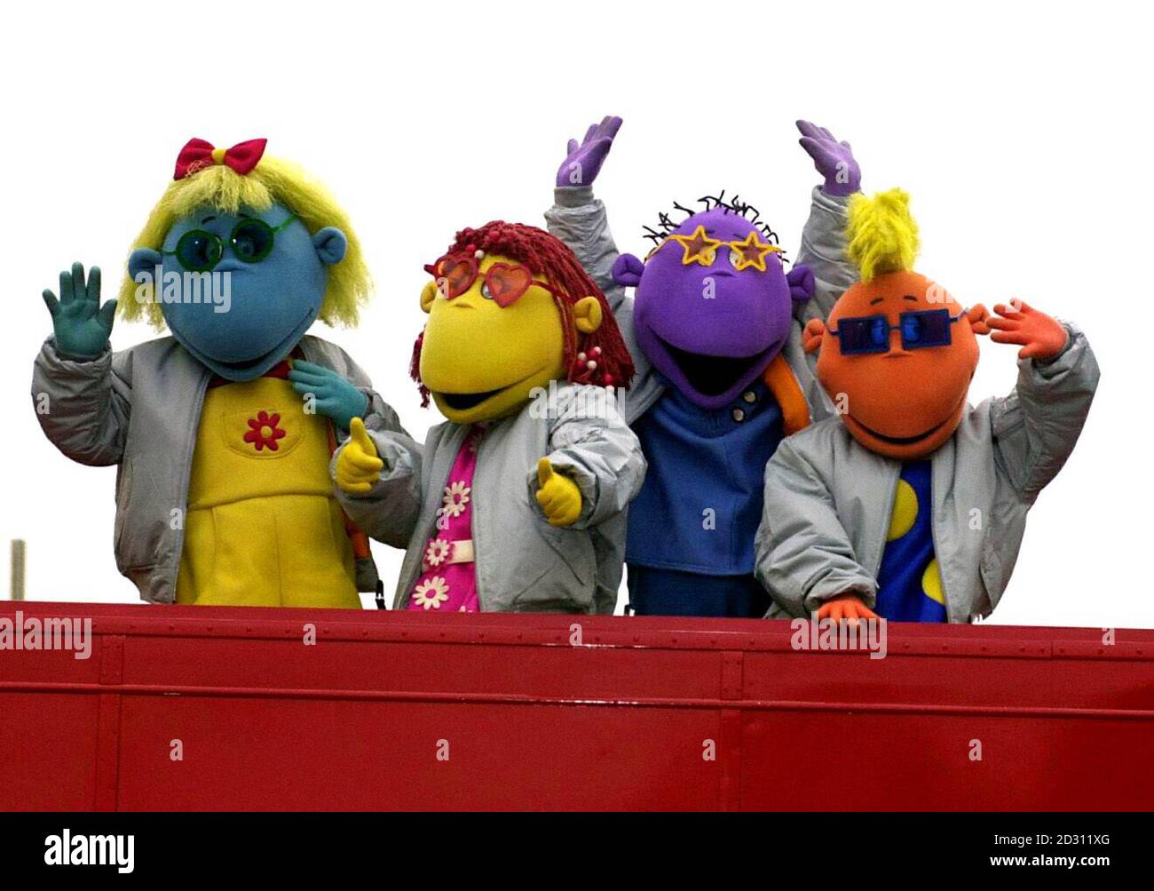 Children's TV favourites the Tweenies (L-R) Bella, Fizz, Milo and Jake, on  a bus in London, to launch their Tweenies Live tour starting at the  National Indoor Arena in Birmingham on 26/12/2000