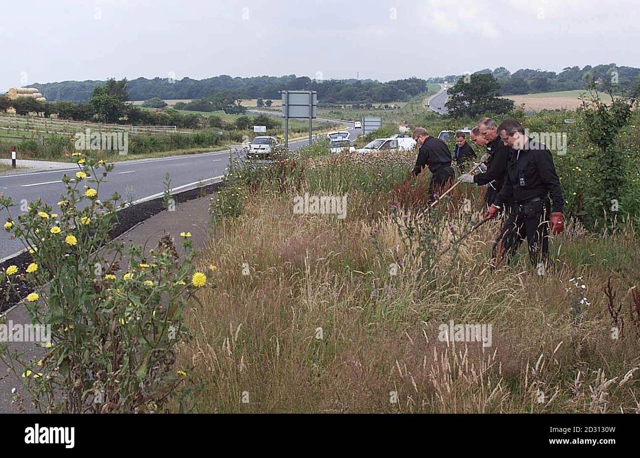 Sussex Police continue the search along the busy A24 for missing eight year old Sarah Payne, one of the main routes between Worthing and London. Sarah disappeared while playing in a corn field near her grand parent's Worthing home. Stock Photo