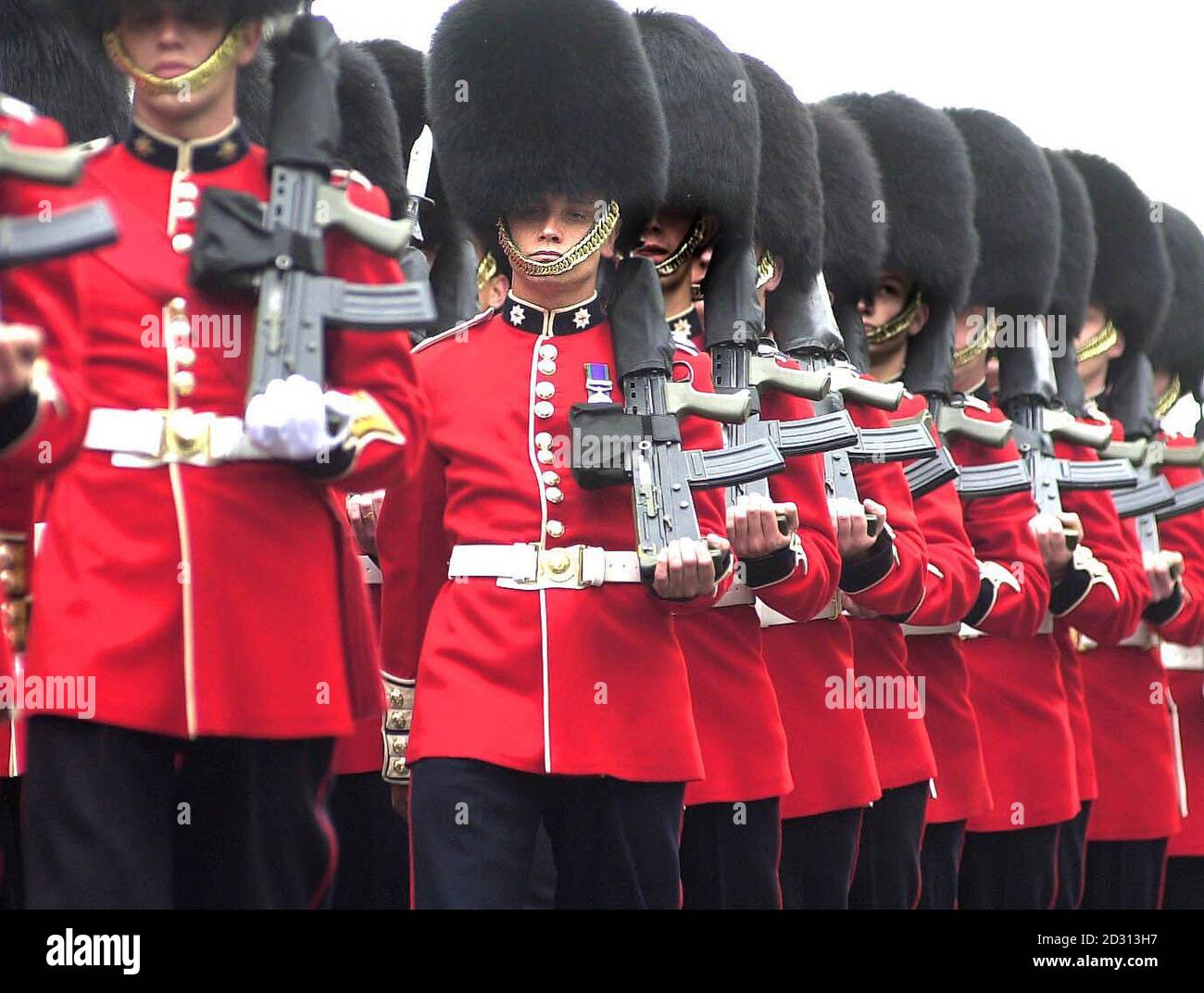 Berwick Upon-Tweed Borough Council announced the conferment of freedom of the borough on the Coldstream Guards. The Guards celebrated 350 years since the founding of the regiment and association with the borough.   *  They marched in Bearskins with fixed bayonets through the streets of Berwick.  Stock Photo