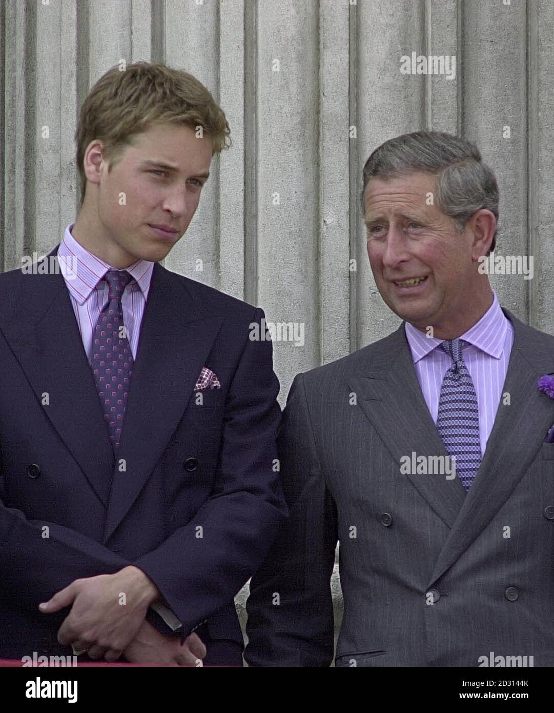The Prince of Wales with his eldest son Prince William, on the balcony