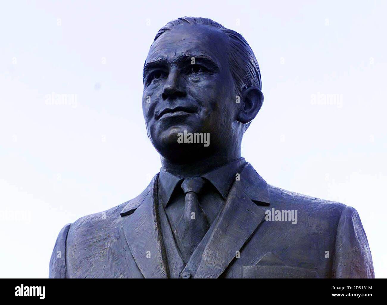 The Statue of the late Sir Alfred Ramsey,unveiled outside the Ipswich town Ground at Portman road. Sir Alf Ramsey was Ipswich and England manager and won the world cup in 1966 with England. Stock Photo