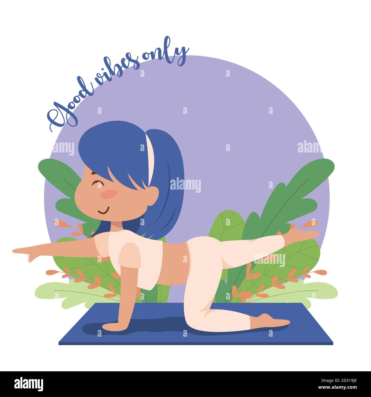 Cute cartoon girl doing yoga exercises. Inspiration lettering - Good vibes only. Vector illustration Stock Vector Image & Art - Alamy Cute cartoon girl doing yoga exercises. Inspiration lettering - Good vibes only. Vector illustration Stock Vector Image & Art - Alamy