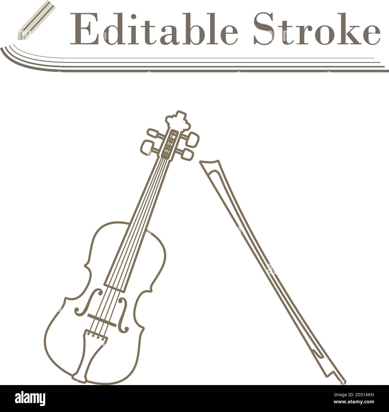 Violin Icon. Editable Stroke Simple Design. Vector Illustration Stock ...