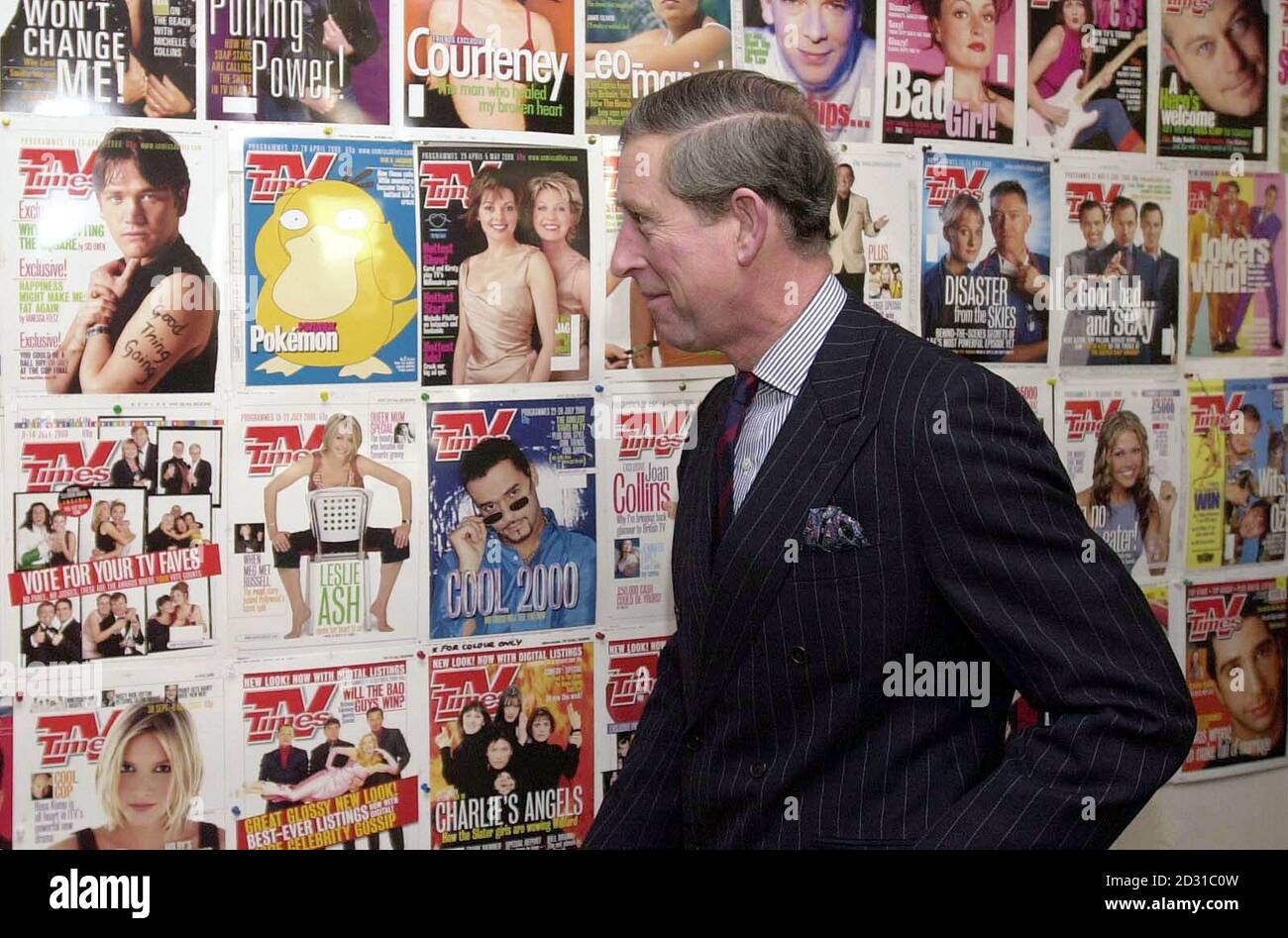 The Prince of Wales visiting the offices of IPC Media in London, where he saw how magazines such as TV Times and Country Life are produced. Stock Photo