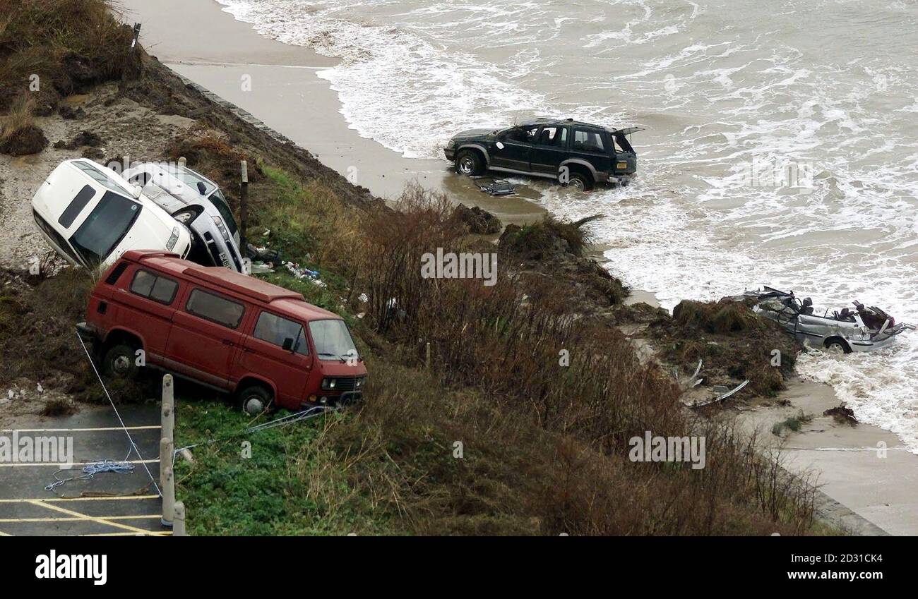 The scene of a landslide at Nefyn on the remote Lleyn peninsula in North Wales, in which a woman was killed and a man critically injured. Seven cars were believed to have been caught in the landslip.  *   with two of them were reported to have been swept at least 40ft down towards the sea and were left sticking out of the mud as emergency services launched a major rescue operation in the face of an incoming tide. The woman who died was recovered by a lifeboat but declared dead at the lifeboat base at nearby Porthdinllaen.  Stock Photo