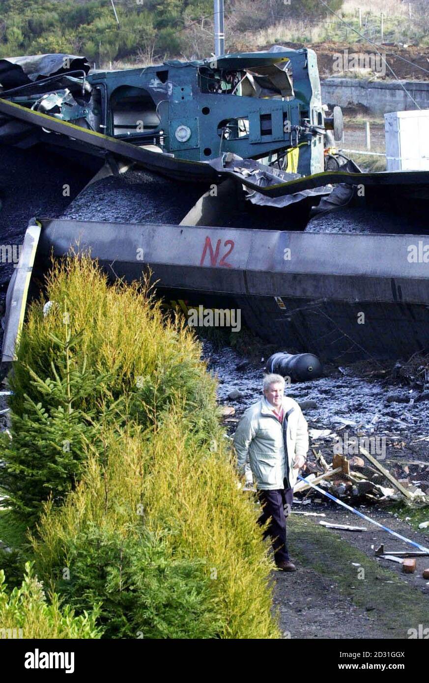 Peter Hintze outside his home in Great Heck, nr Selby, N Yorks. He had returned to inspect the damage to his property caused by the rail disaster that killed 13 people.  Stock Photo