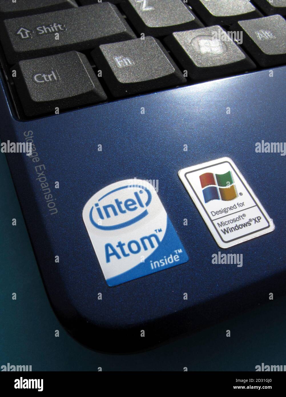 An Intel Inside sticker is shown next to a Windows XP sticker on an Acer  Netbook in Encinitas, California April 13, 2009. Top global chip maker Intel  should report hefty slides in