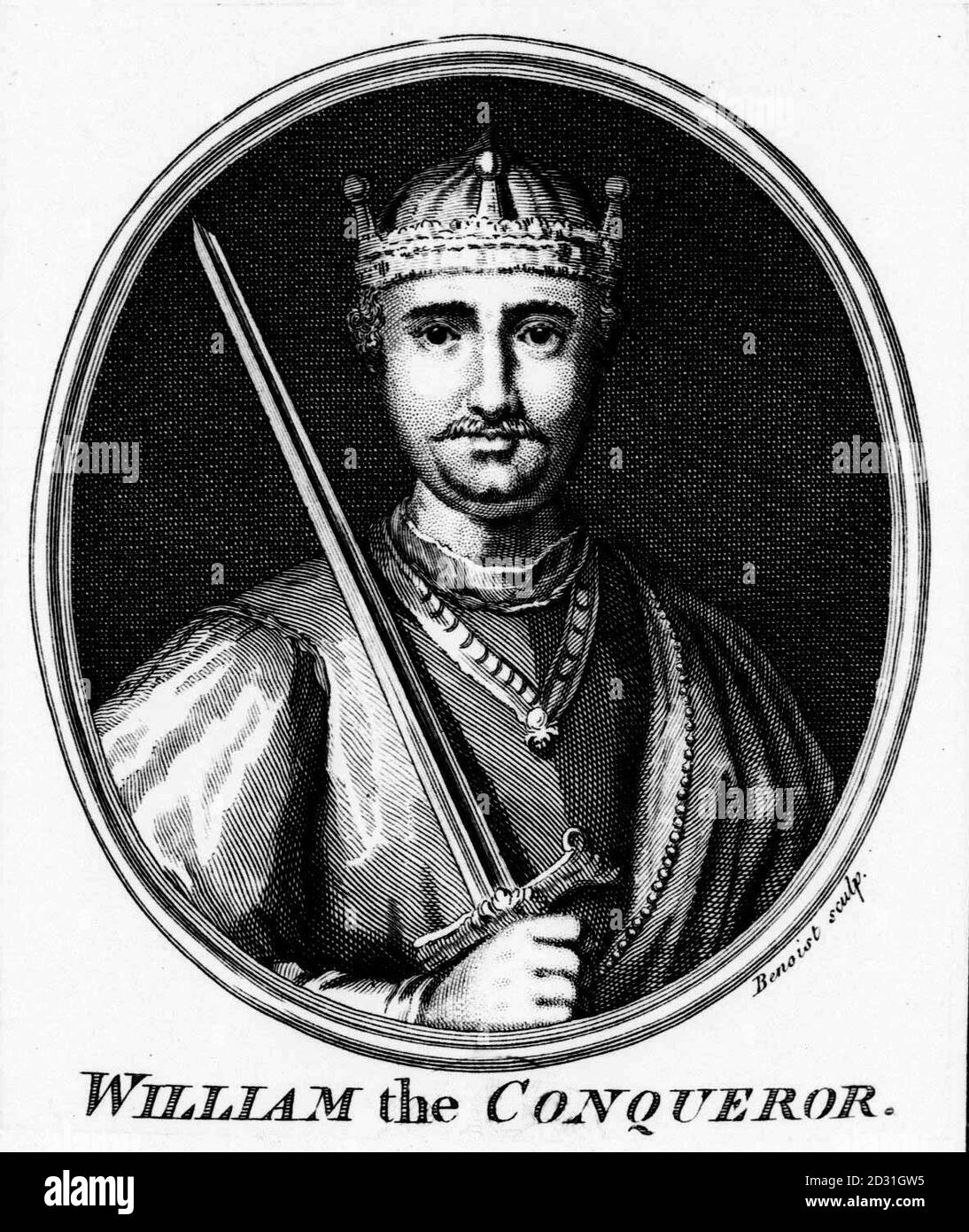 DECEMBER 25th:  An imaginary engraving of King William I of England (1066-1087). William, Duke of Normandy, became King of England after his defeat of the English King Harold at the Battle of Hastings in October 1066. He was crowned on Christmas Day 1066. Stock Photo