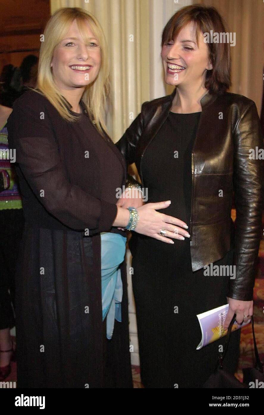 Pregnant TV presenters Davina McCall (right)and Gaby Roslin arrive for