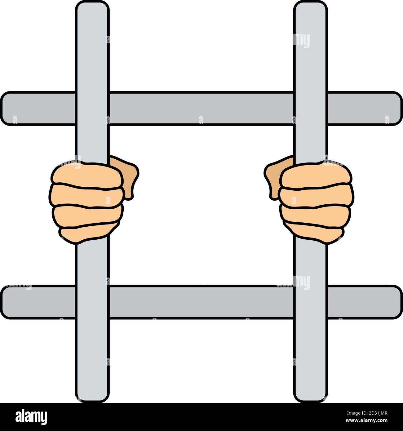 Hands Holding Prison Bars Icon. Editable Outline With Color Fill Design. Vector Illustration. Stock Vector