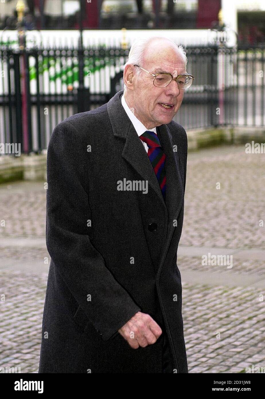 Sir Denis Thatcher, husband of former Prime Minister Baroness Margaret Thatcher, arriving for the thanksgiving service for the life of cricket legend Lord Cowdrey of Tonbridge at Westminster Abbey, London.   * Colin Cowdrey, former captain of Kent and England and chairman of the International Cricket Council,  died in December 2000, aged 67. Stock Photo