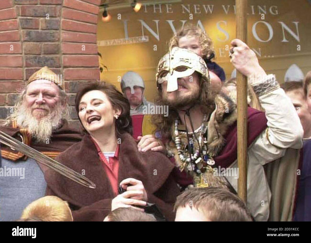 Cherie Blair poses with members of a Viking re-enactment group outside the Jorvik Centre in York, as her husband takes a photo for the family album.   *  Mr and Mrs Blair were visiting the viking museum during a day long-visit to Yorkshire to boost British tourism following the foot and mouth oubreak. The trip was part of a concerted effort by the Government to prove to the world that Britain is open for business despite the foot-and-mouth crisis, which has now reached 1,041 premises in the UK. Stock Photo