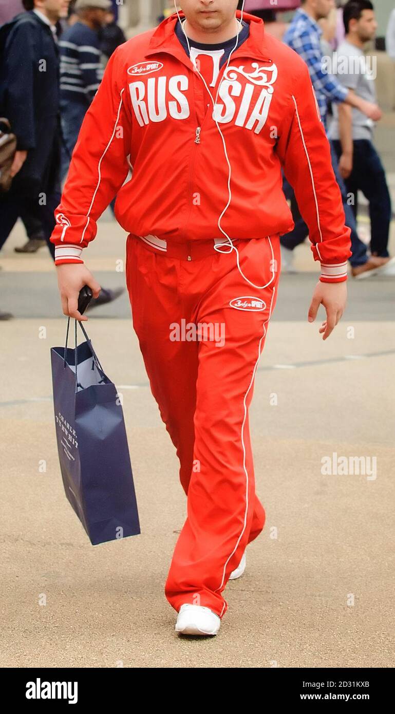A man in a Russia Olympic tracksuit (name not known) shops on Oxford  Street, in central London Stock Photo - Alamy