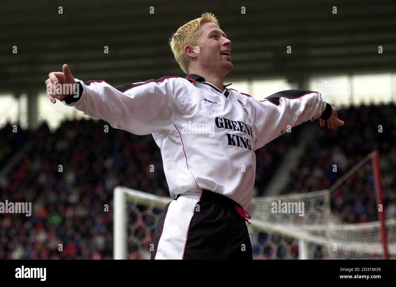 Ipswich Town's Alun Armstrong celebrates scoring against Middlesbrough during the Premiership football match at The Riverside Stadium, Middlesbrough. Stock Photo