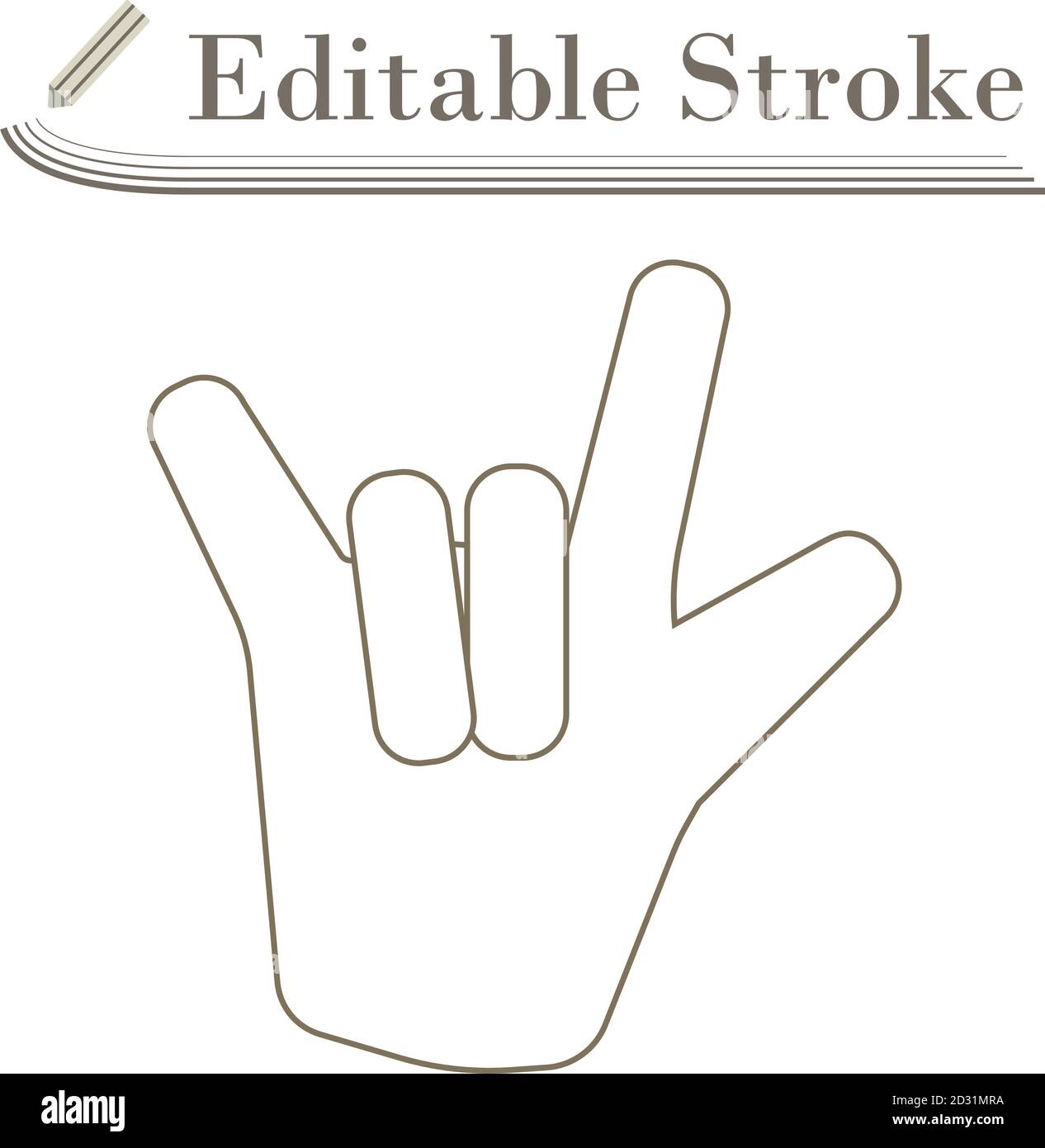 Rock Hand Icon. Editable Stroke Simple Design. Vector Illustration. Stock Vector