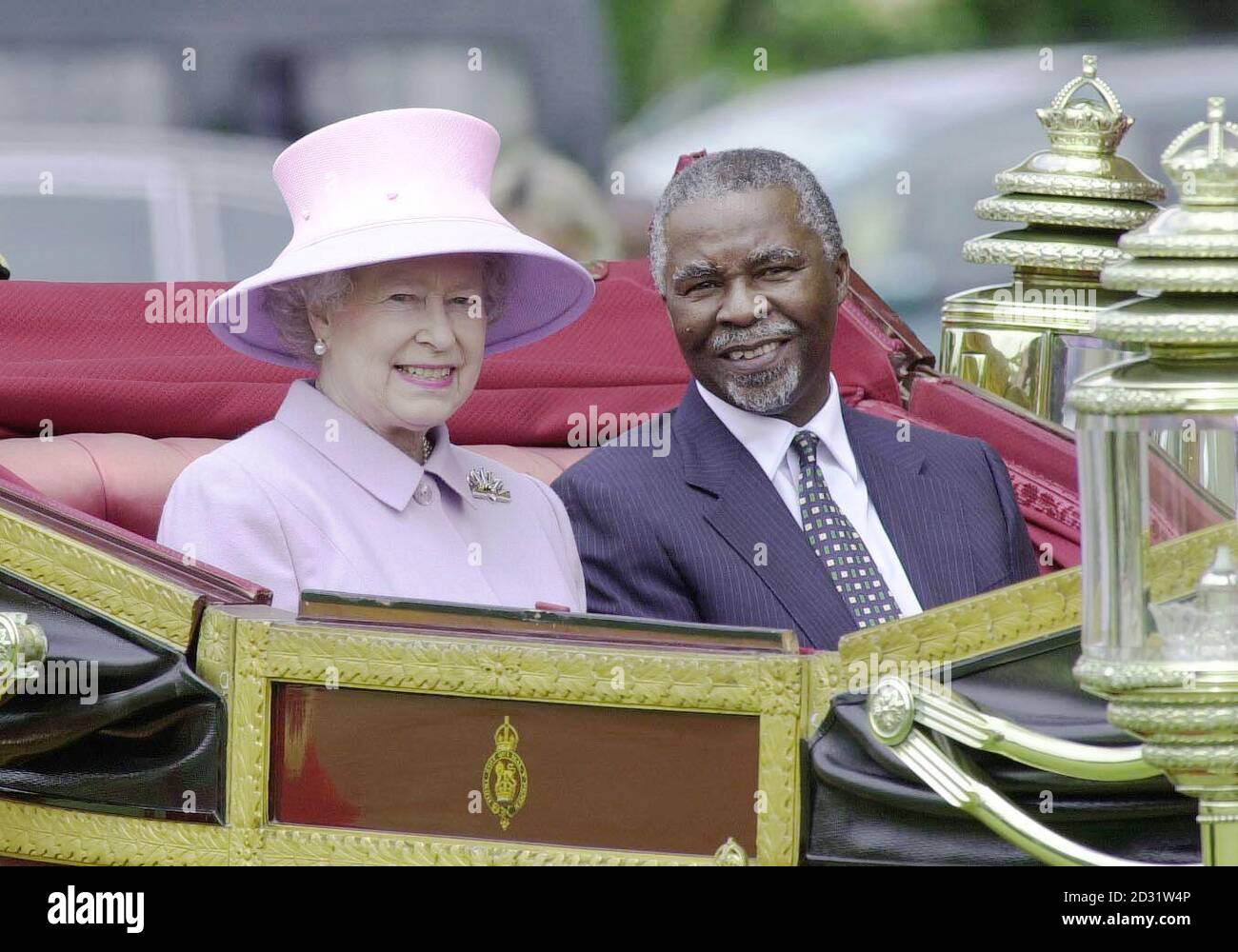 The Queen welcomed President Thabo Mbeki to Windsor at the start of the South African leader's state visit to Britain. The Queen and the President rode in an opened top carriage from Home Park to Windsor. The President arrived in Britain for a three day State visit.  Stock Photo