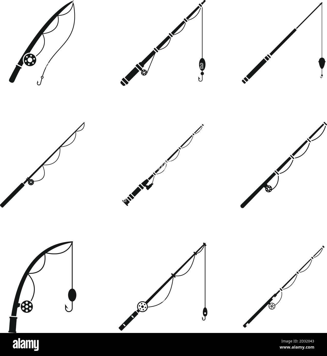 Fishing rod instrument icons set. Simple set of fishing rod instrument  vector icons for web design on white background Stock Vector Image & Art -  Alamy