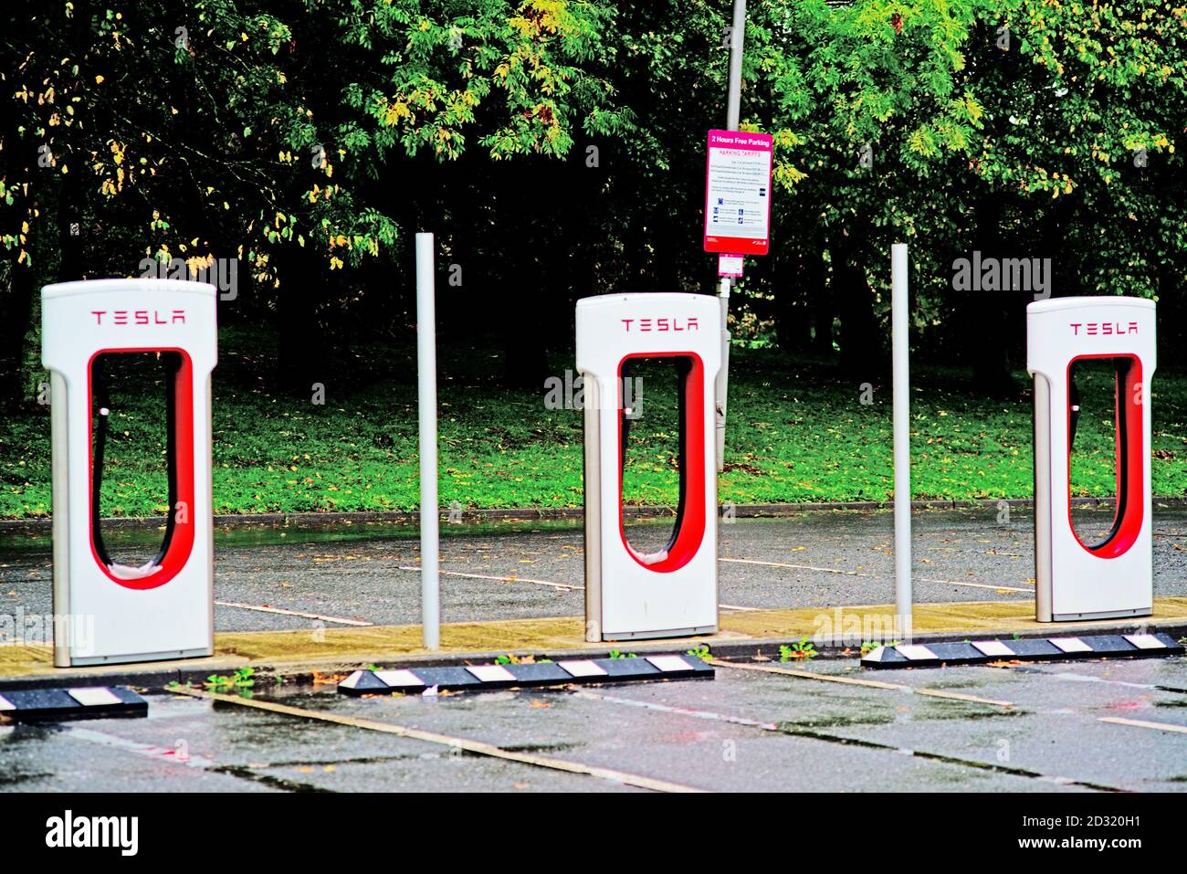 Tesla Electric Car Charging Points Stock Photo