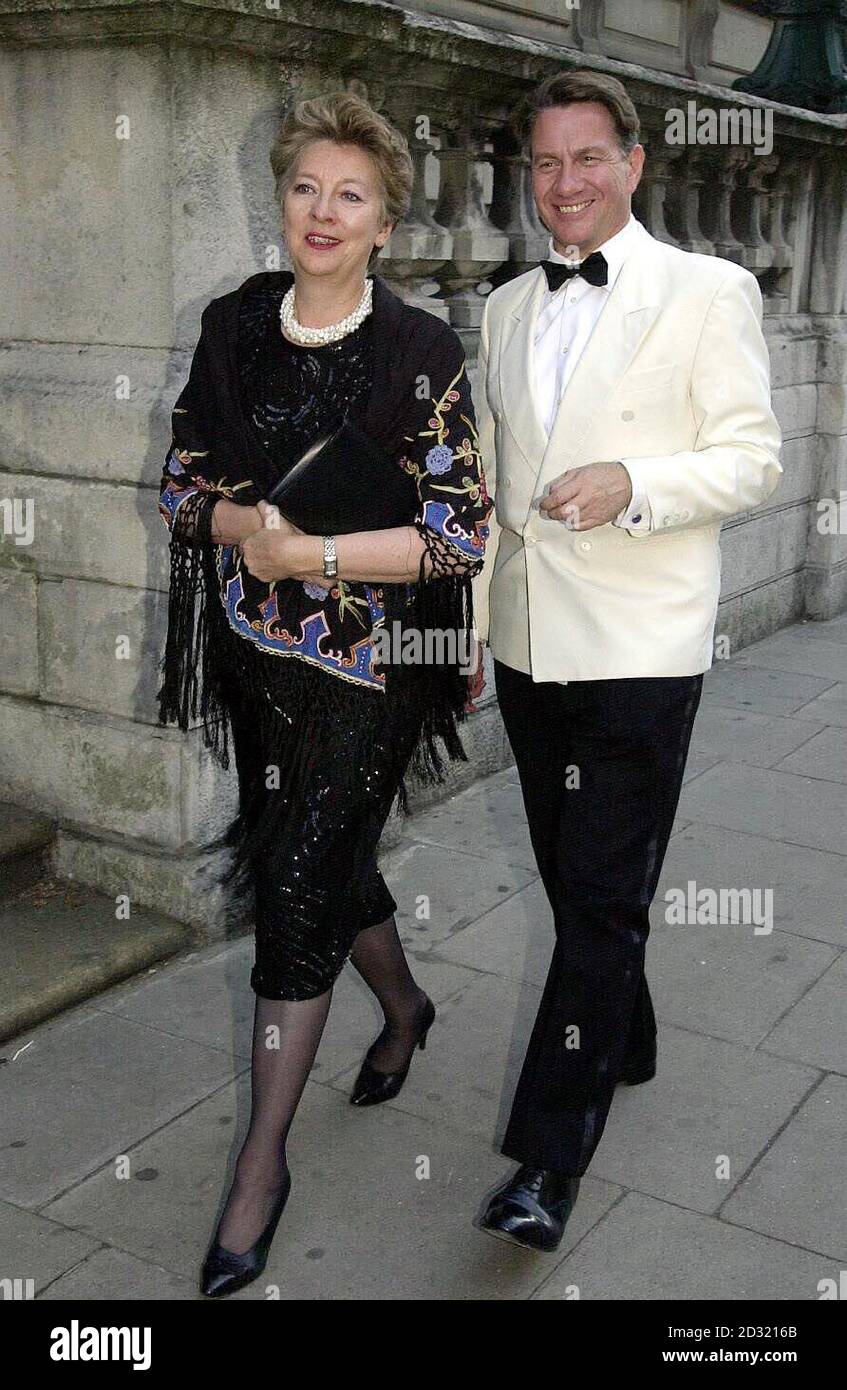 Conservative Party leadership contender Michael Portillo with his wife Carolyn arriving at the Travellers Club in London's Pall Mall, for the Patron's Club of the Kensington & Chelsea constituency.   Stock Photo