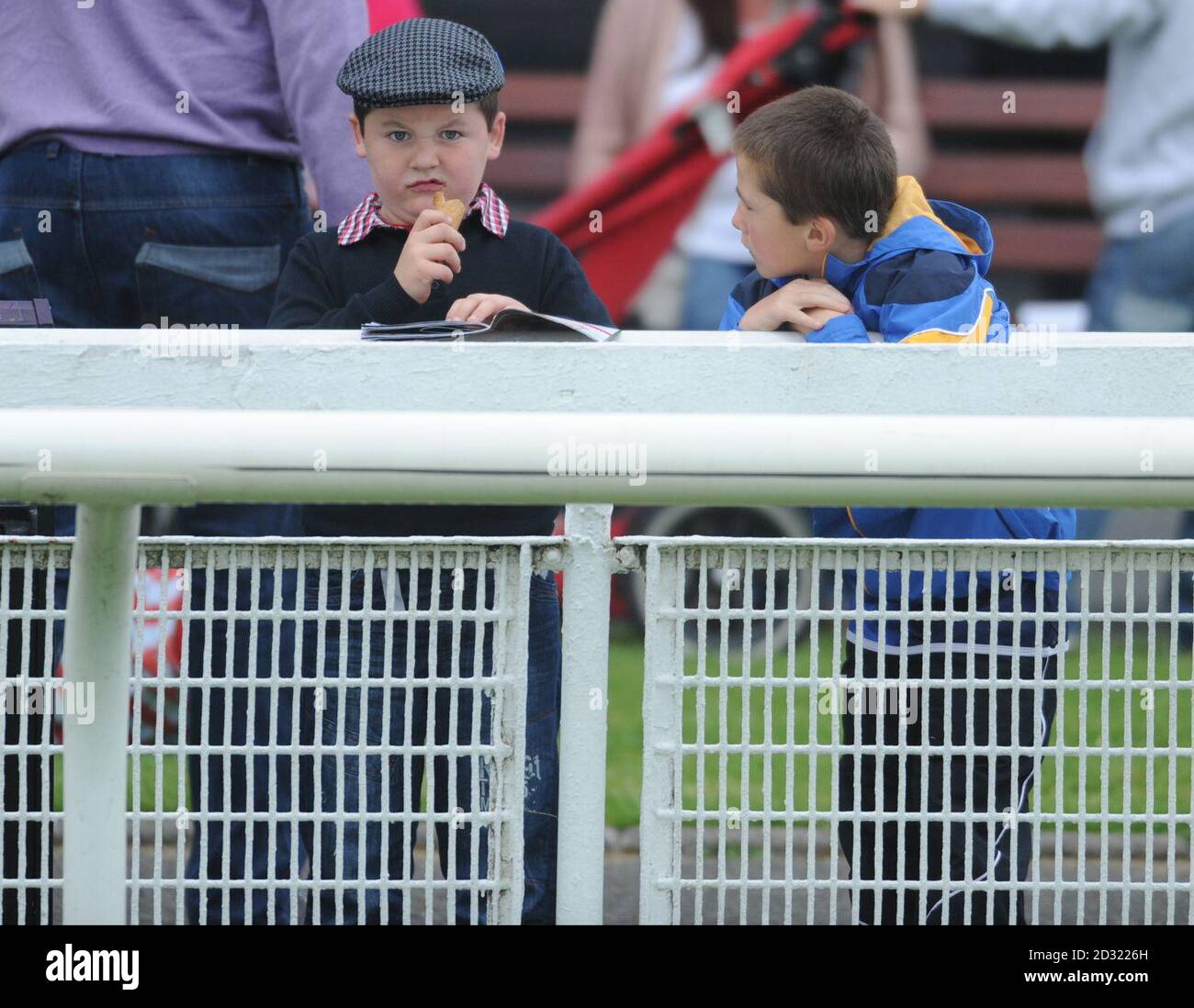 Evan Conroy and Darragh Phelan from Mountrath, County Laois before The Newbridge 200 Renaissance Stakes at Curragh Racecourse, Curragh. Stock Photo