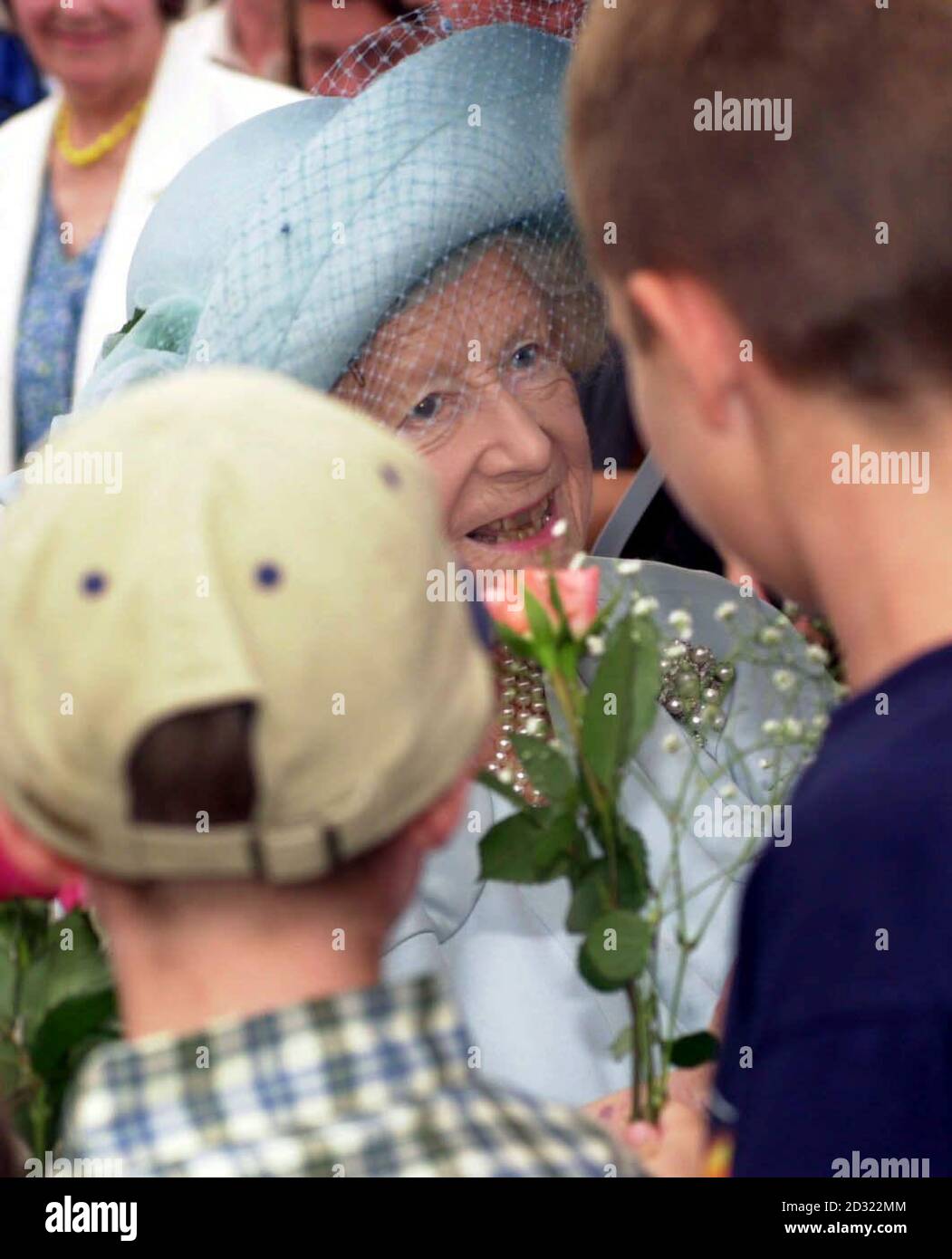 Queen Elizabeth the Queen Mother arrives at the Sandringham Flower Show in Norfolk only days before her 101st birthday. Stock Photo