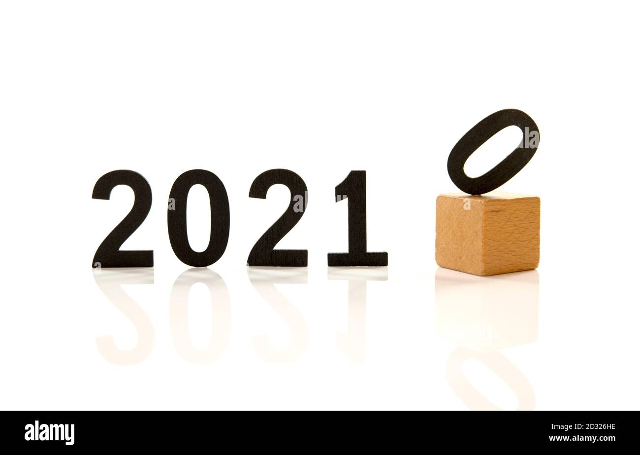 changing the old year 2020 by the new year 2021 numbers Stock Photo