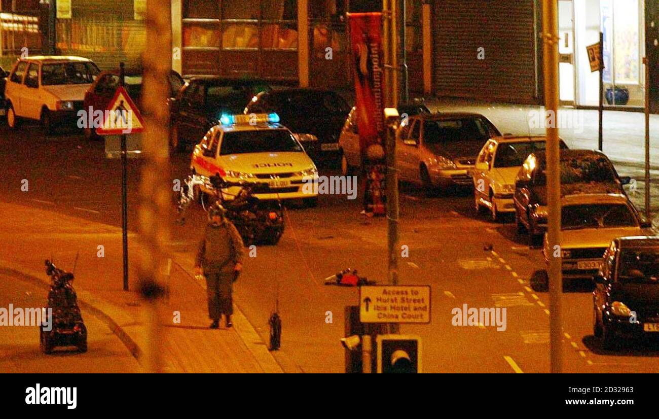 The scene in Smallbrook Queensway, Birmingham city centre after a bomb exploded in a car at 10.30pm. Stock Photo