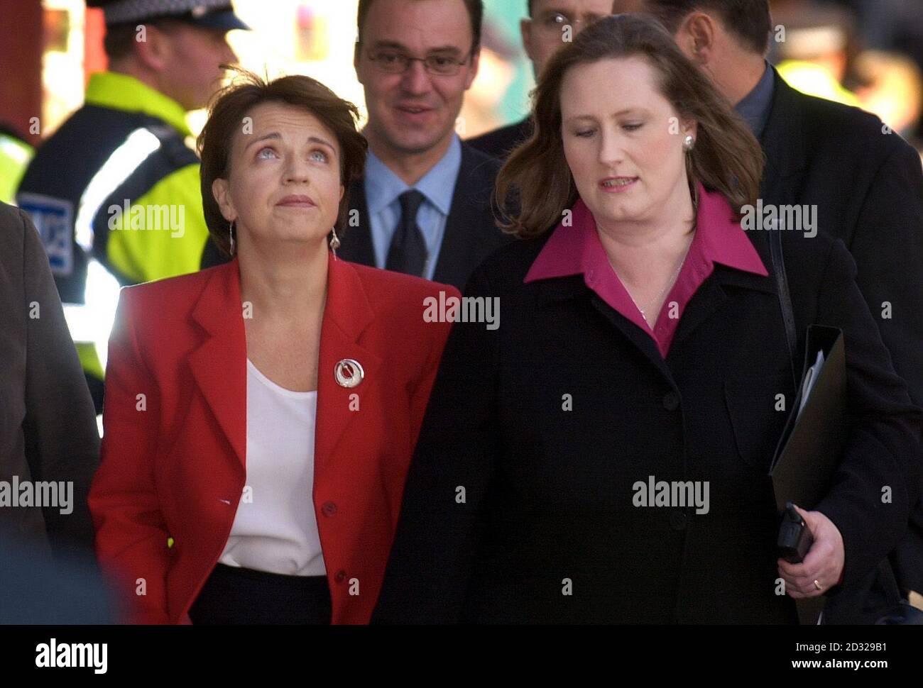 Scottish Health Minister Susan Deacon (R) and Scottish Enterprise Minister Wendy Alexander arrive at the Scottish Parliament to hear ex-First Minister Henry McLeish's resignation statement.   Stock Photo