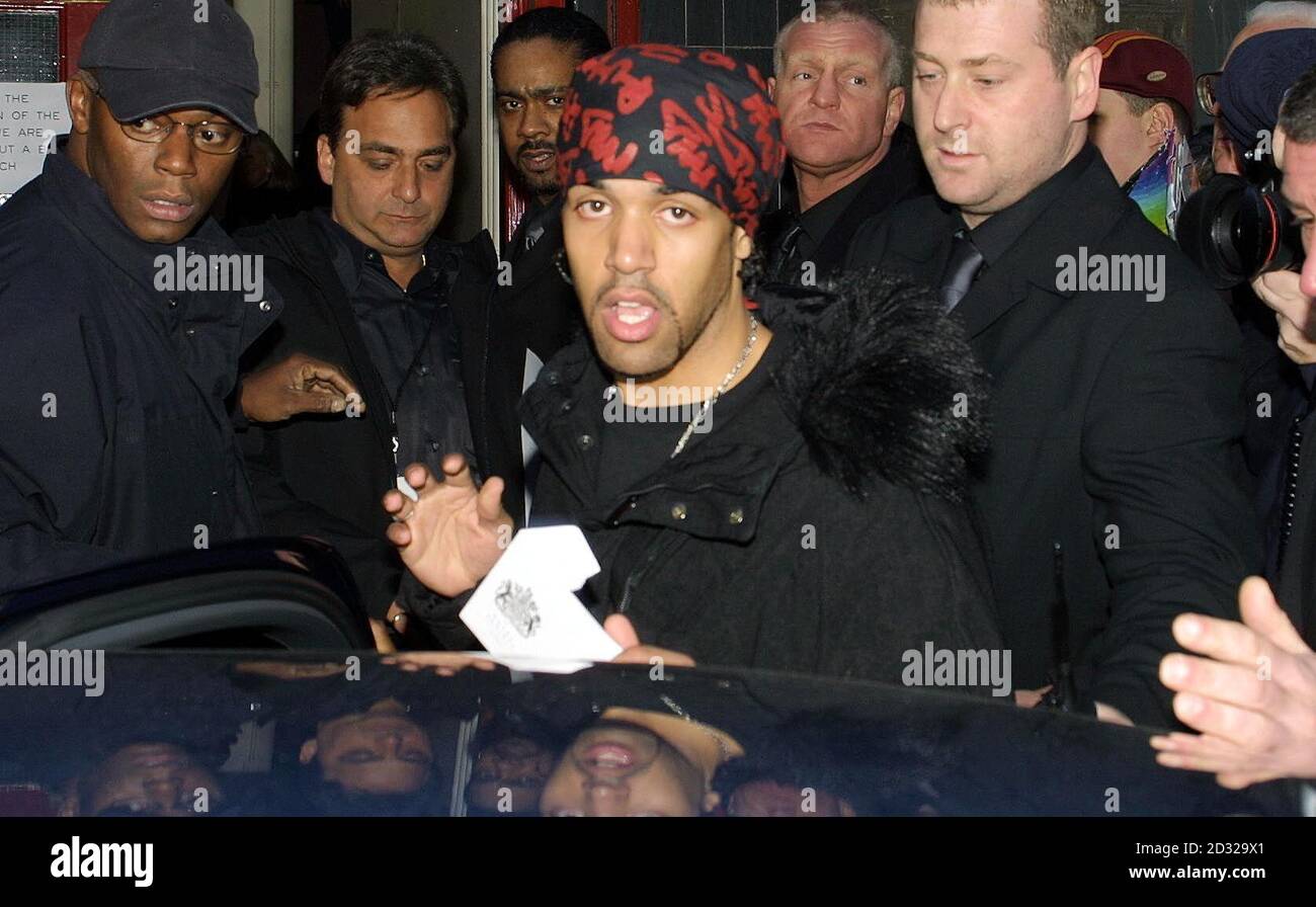 R n B singer Craig David arrives at the Dominion Theatre in London  for rehearsals ahead of his performance at The Royal Variety Show. Stock Photo