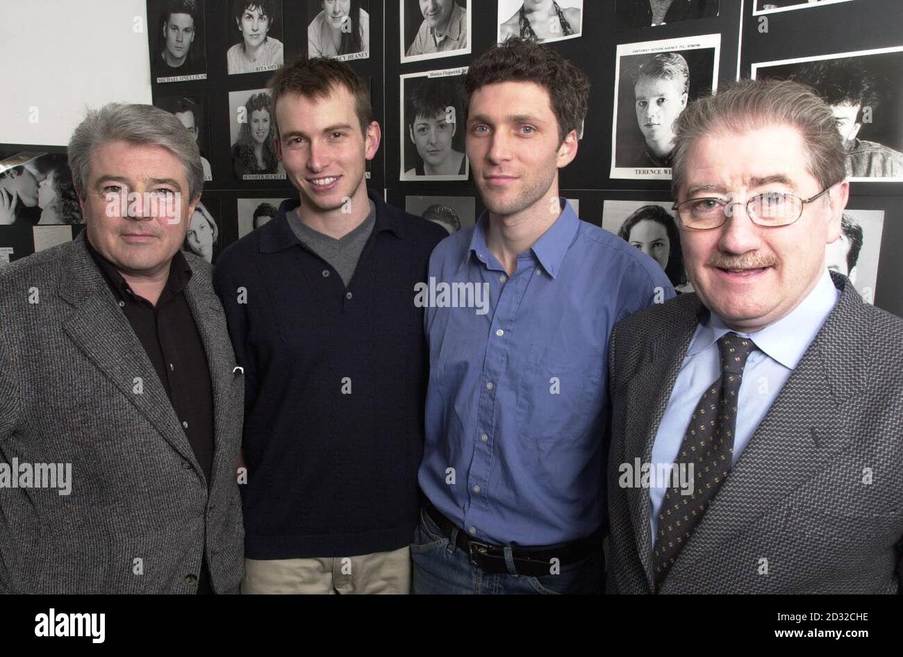 John McColgan (left), Director of Abhann Productions, Riverdance Scholarship winners Conrad Kemp (second left) from Johannesburg and Rose Roberts from Dublin and Joe Dowling, (right) Chairman of The Gaiety School of Acting at the Gaiety School of acting.  *   in Dublin after the award was announced. The scholarship is presented each year to a first year student following an interview by a panel of judges. The award covers tuition fees for one year. This year the award was split between the two winners who were descibed as 'first rate students'. The school was founded in 1986 by Joe Dowling and Stock Photo