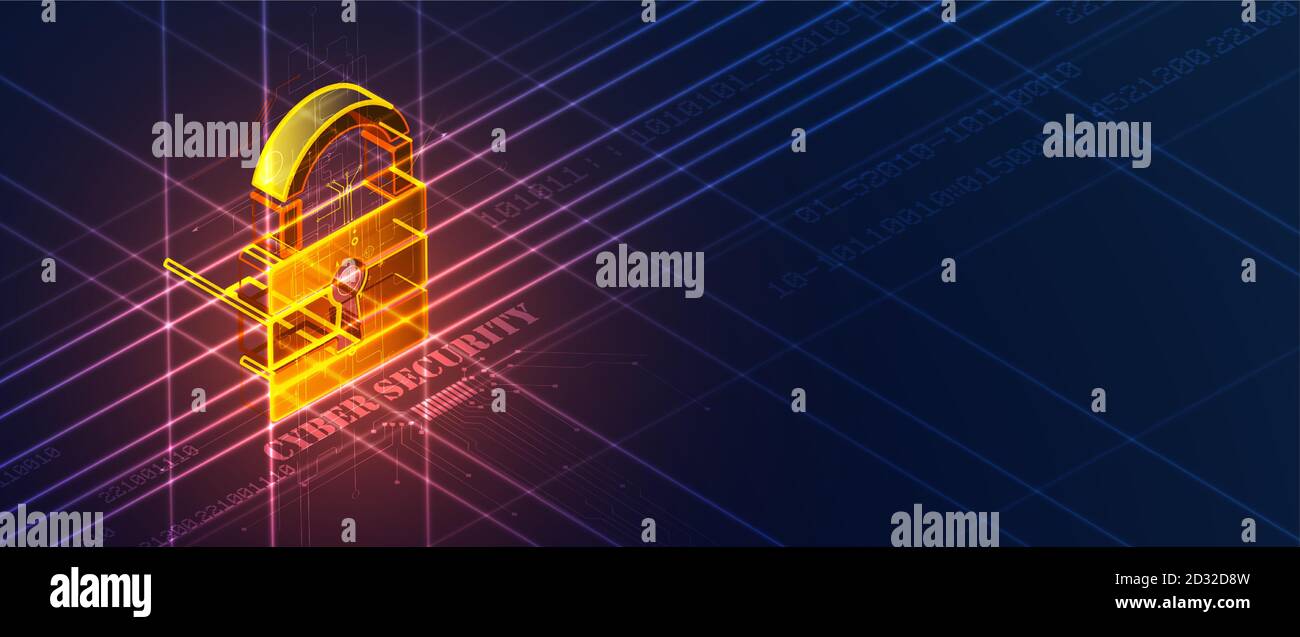 Isometric internet digital security technology concept for business ...