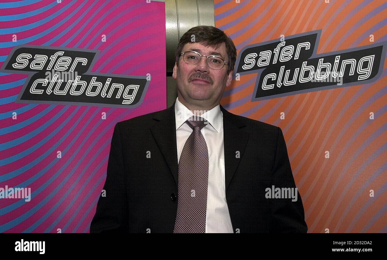 Home Office Drugs Minister Bob Ainsworth at the launch of the Safer Clubbing guide at the AKA bar, part of The End nightclub in London's West End. * The booklet marks a shift in Home Office policy by placing more emphasis on managing the use of illegal substances like ecstasy rather than penalising clubs and drug users. The new direction may even contradict the Government's own legislation, which makes it illegal for owners to tolerate drug use on their premises. The development comes after senior policemen such as the Metropolitan Police's controversial Commander Brian Paddick have said pub Stock Photo
