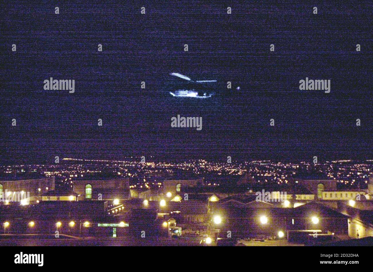 The Lockerbie bomber, Abdelbaset Ali Mohmed Al Megrahi arrives by helicopter at Glasgow's Barlinnie Prison to begin the rest of his life sentence. Stock Photo
