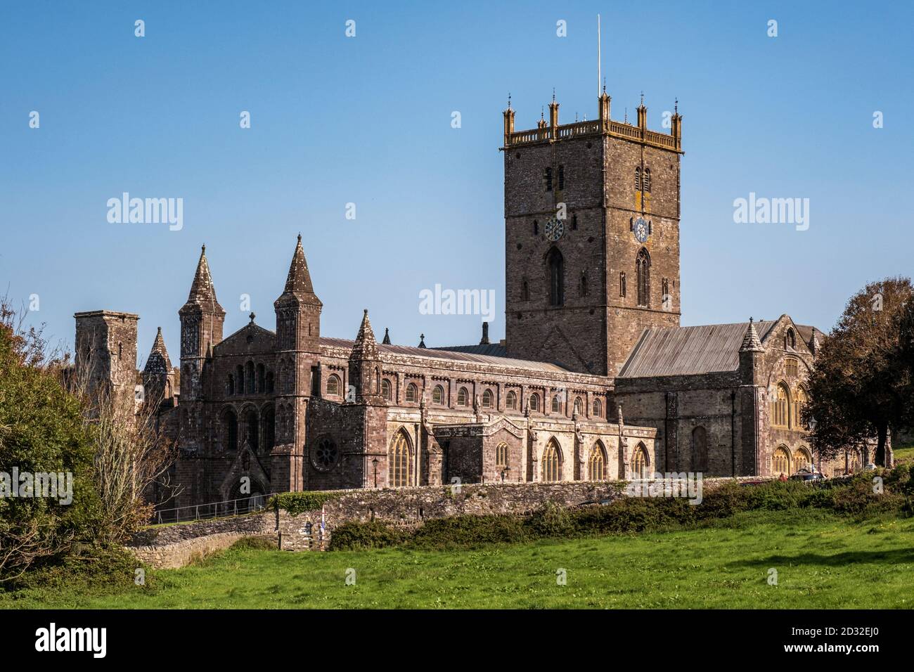 St Davids cathedral is situated in the city of St Davids , Pembrokeshire , Wales , Uk Stock Photo