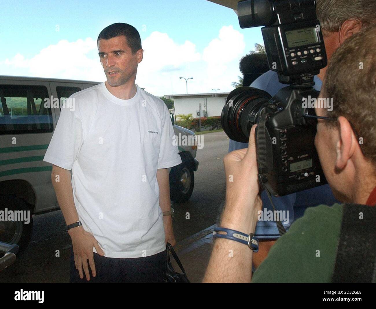 Republic of Ireland captain Roy Keane arrives at Saipan airport, after manager Mick McCarthy's shock decision to dismiss him from the World Cup squad.    *  Keane was thrown out of the team after an apparent stand-up row with McCarthy and two media interviews  in which the Manchester United star criticised in sharp detail the Irish training set-up. Stock Photo