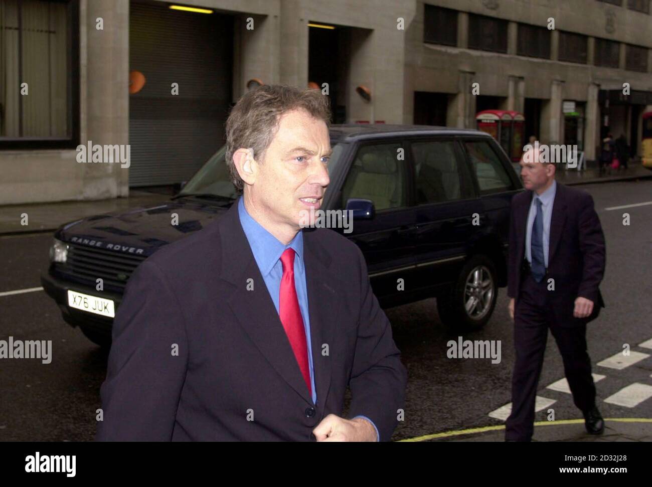 Prime Minister Tony Blair arriving at Methodist Central Hall in London for a memorial meeting for Baroness Barbara Castle of Blackburn. The former Labour Cabinet minister and legendary firebrand died in May at  the age of 91.   Stock Photo