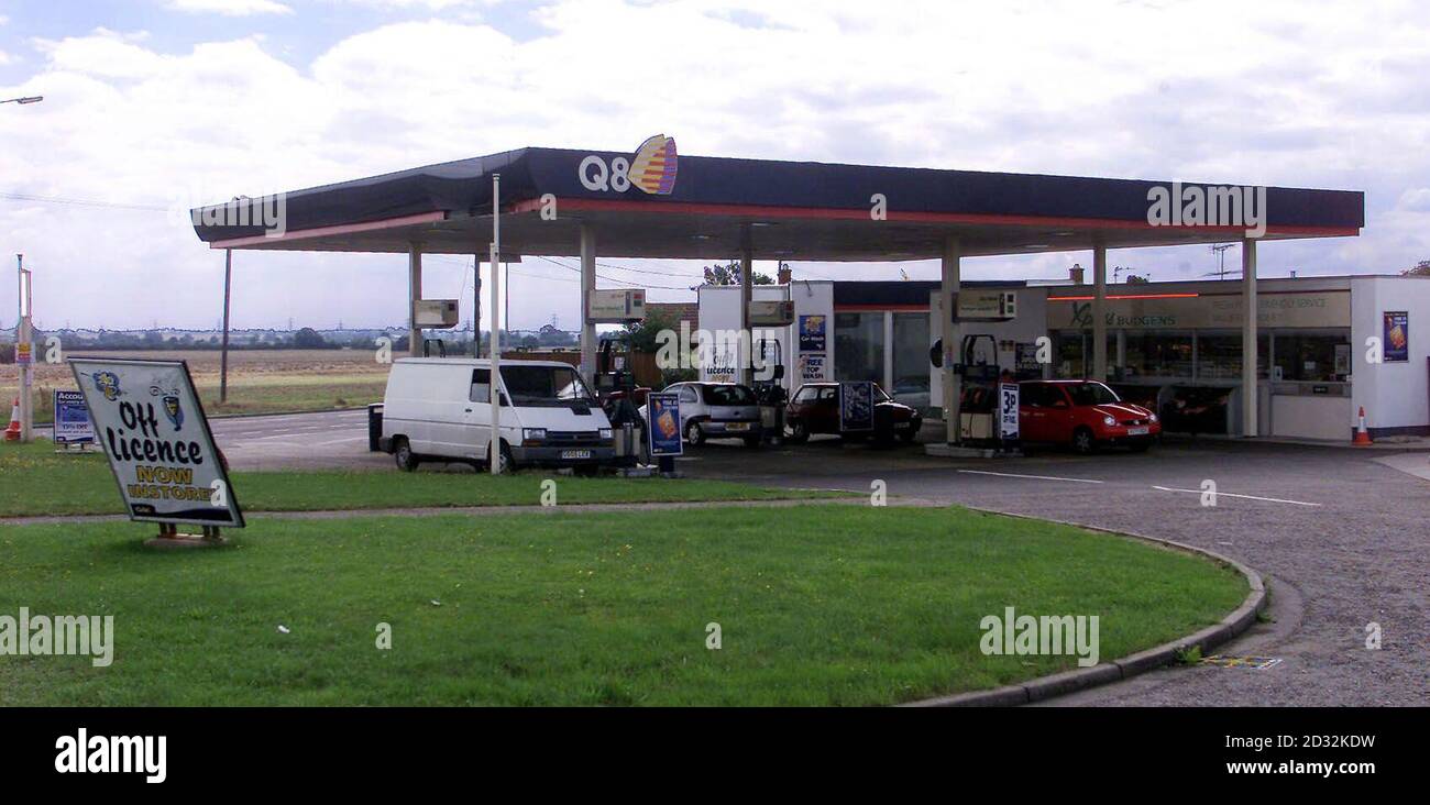 The Q8 filling station on the A142 along the route between Soham and Newmarket where a taxi driver says he followed a green car being driven erratically as the driver apparently struggled with two children. *...Police investigating the disappearance of Holly Wells and Jessica Chapman from their home town of Soham in Cambridgeshire are now scouring CCTV footage along the route used by the suspect and checking speed cameras to see if his car was captured on film. Detectives say that the sighting of the car is an important, significant line of inquiry. See PA story MISSING Girls. PA Photo: Stock Photo